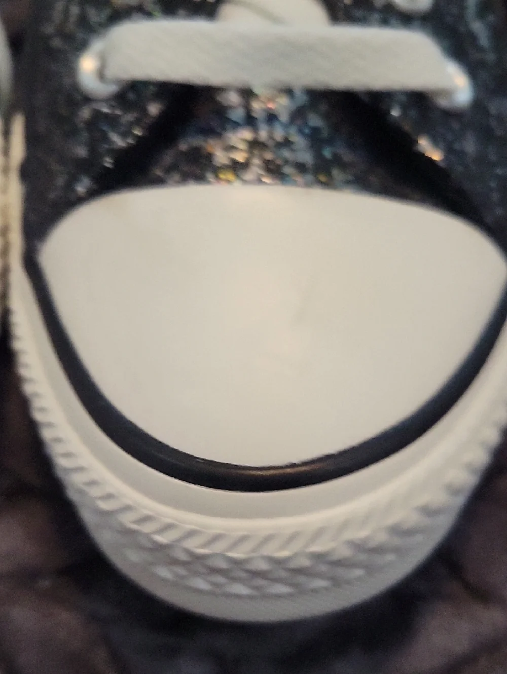 Converse Black Glitter Low-Top Sneakers with White Laces - Picture 5 of 10